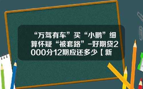 “万驾有车”买“小鹏”细算怀疑“被套路”-好期贷2000分12期应还多少【新闻】