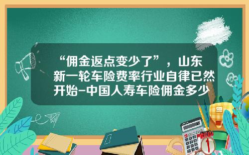 “佣金返点变少了”，山东新一轮车险费率行业自律已然开始-中国人寿车险佣金多少【新闻】