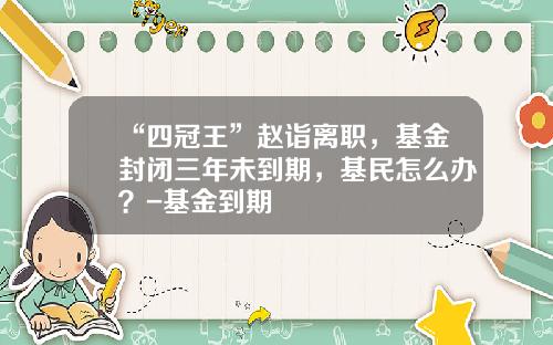 “四冠王”赵诣离职，基金封闭三年未到期，基民怎么办？-基金到期