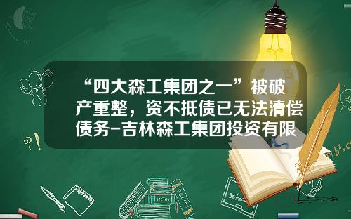 “四大森工集团之一”被破产重整，资不抵债已无法清偿债务-吉林森工集团投资有限公司