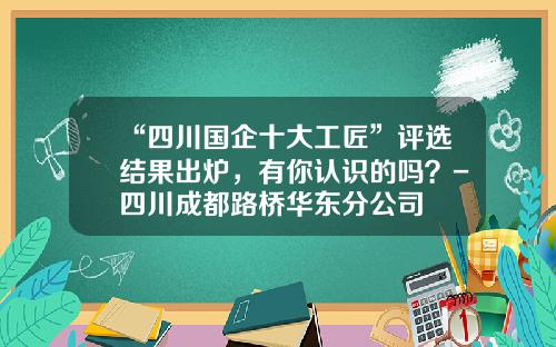 “四川国企十大工匠”评选结果出炉，有你认识的吗？-四川成都路桥华东分公司
