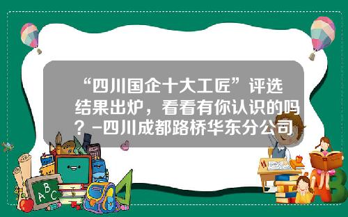 “四川国企十大工匠”评选结果出炉，看看有你认识的吗？-四川成都路桥华东分公司