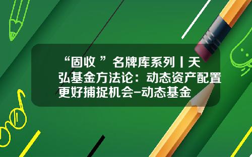 “固收+”名牌库系列丨天弘基金方法论：动态资产配置更好捕捉机会-动态基金