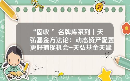 “固收+”名牌库系列丨天弘基金方法论：动态资产配置更好捕捉机会-天弘基金天津