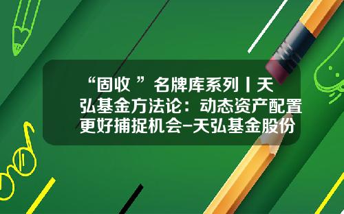 “固收+”名牌库系列丨天弘基金方法论：动态资产配置更好捕捉机会-天弘基金股份