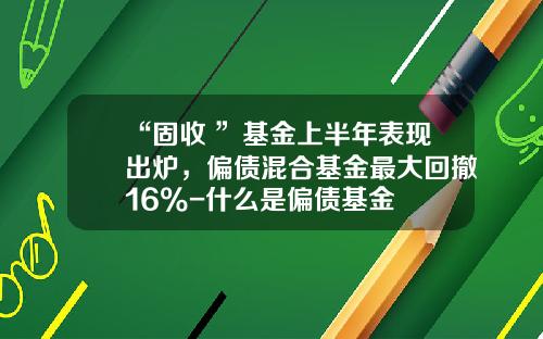 “固收+”基金上半年表现出炉，偏债混合基金最大回撤16%-什么是偏债基金