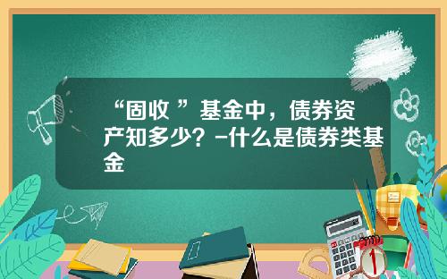 “固收+”基金中，债券资产知多少？-什么是债券类基金