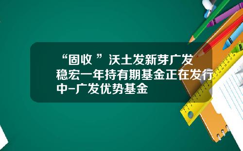 “固收+”沃土发新芽广发稳宏一年持有期基金正在发行中-广发优势基金