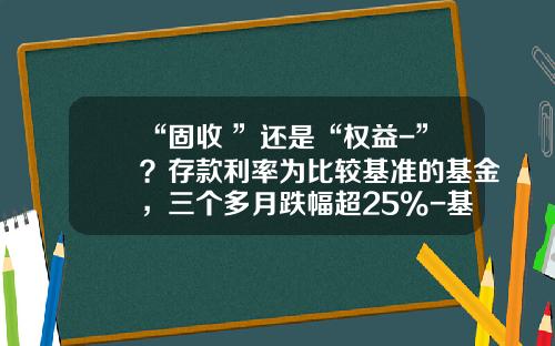 “固收+”还是“权益-”？存款利率为比较基准的基金，三个多月跌幅超25%-基金比较基准