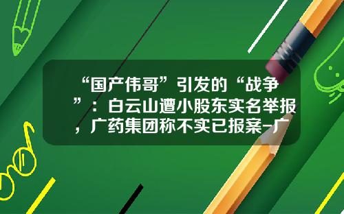 “国产伟哥”引发的“战争”：白云山遭小股东实名举报，广药集团称不实已报案-广州白云山制药股份有限公司年报