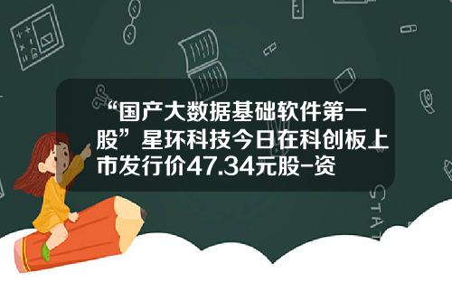 “国产大数据基础软件第一股”星环科技今日在科创板上市发行价47.34元股-资讯科技类股票