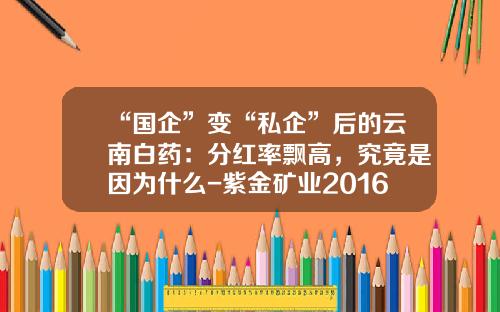 “国企”变“私企”后的云南白药：分红率飘高，究竟是因为什么-紫金矿业2016年分红多少