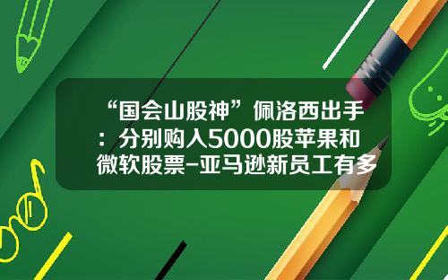 “国会山股神”佩洛西出手：分别购入5000股苹果和微软股票-亚马逊新员工有多少股票