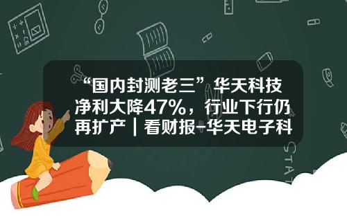 “国内封测老三”华天科技净利大降47%，行业下行仍再扩产｜看财报-华天电子科技一月多少钱
