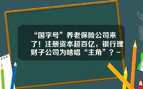 “国字号”养老保险公司来了！注册资本超百亿，银行理财子公司为啥唱“主角”？-四个字投资理财公司