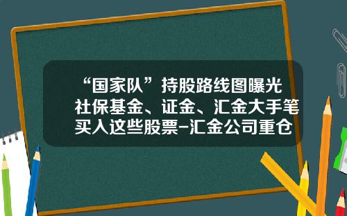 “国家队”持股路线图曝光社保基金、证金、汇金大手笔买入这些股票-汇金公司重仓的股票