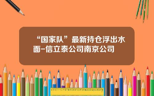 “国家队”最新持仓浮出水面-信立泰公司南京公司