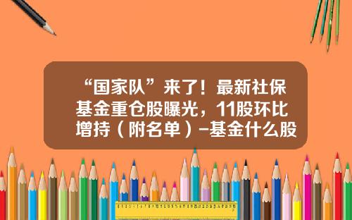“国家队”来了！最新社保基金重仓股曝光，11股环比增持（附名单）-基金什么股票持仓