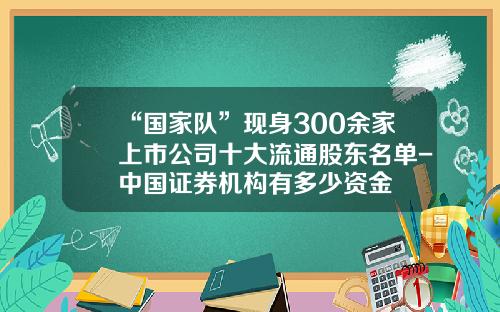 “国家队”现身300余家上市公司十大流通股东名单-中国证券机构有多少资金