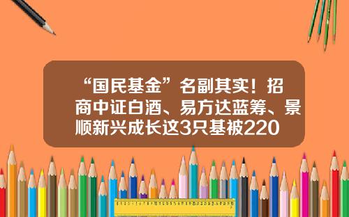 “国民基金”名副其实！招商中证白酒、易方达蓝筹、景顺新兴成长这3只基被2200多万个人投资者持有-景顺蓝筹基金