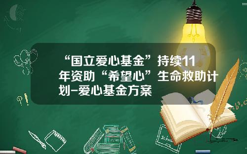 “国立爱心基金”持续11年资助“希望心”生命救助计划-爱心基金方案