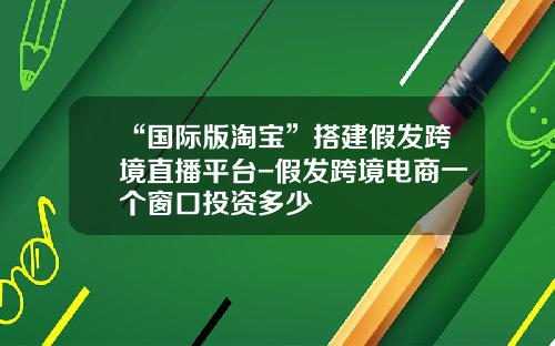 “国际版淘宝”搭建假发跨境直播平台-假发跨境电商一个窗口投资多少