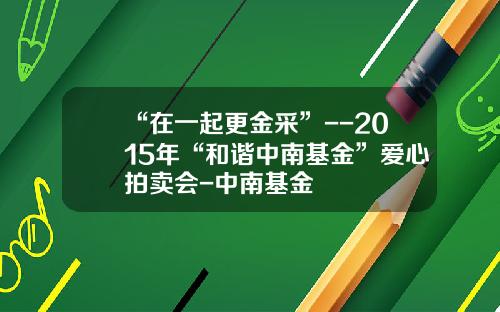 “在一起更金采”--2015年“和谐中南基金”爱心拍卖会-中南基金