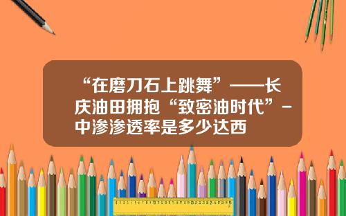 “在磨刀石上跳舞”——长庆油田拥抱“致密油时代”-中渗渗透率是多少达西