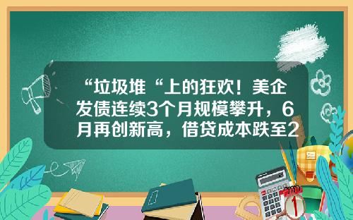 “垃圾堆“上的狂欢！美企发债连续3个月规模攀升，6月再创新高，借贷成本跌至2.23%-布兰迪基金