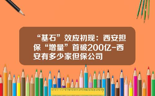 “基石”效应初现：西安担保“增量”首破200亿-西安有多少家但保公司
