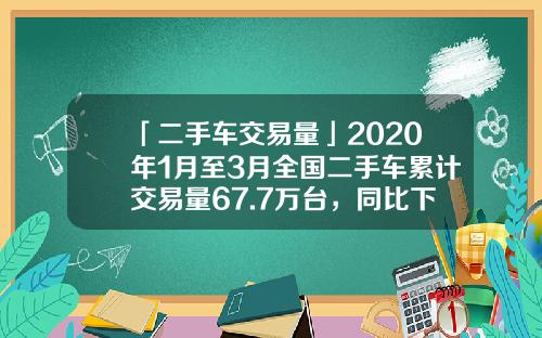 「二手车交易量」2020年1月至3月全国二手车累计交易量67.7万台，同比下降78.3%-武汉每年的新车交易量多少【新闻】