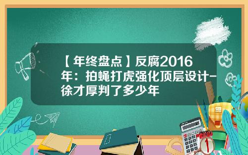 【年终盘点】反腐2016年：拍蝇打虎强化顶层设计-徐才厚判了多少年
