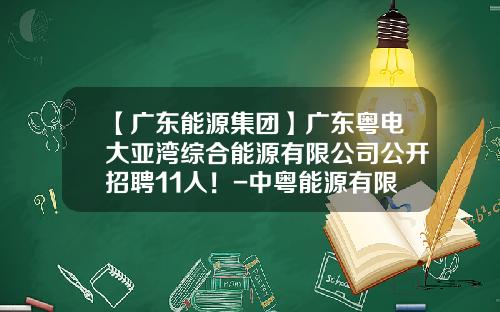 【广东能源集团】广东粤电大亚湾综合能源有限公司公开招聘11人！-中粤能源有限公司