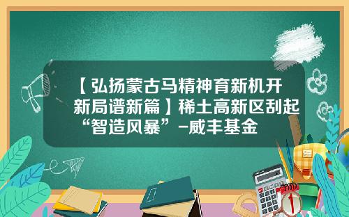 【弘扬蒙古马精神育新机开新局谱新篇】稀土高新区刮起“智造风暴”-威丰基金