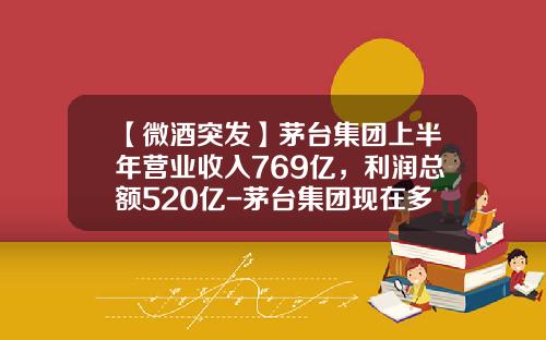 【微酒突发】茅台集团上半年营业收入769亿，利润总额520亿-茅台集团现在多少亿