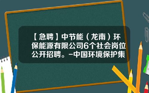 【急聘】中节能（龙南）环保能源有限公司6个社会岗位公开招聘。-中国环境保护集团有限公司性质