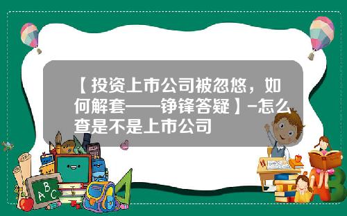 【投资上市公司被忽悠，如何解套——铮锋答疑】-怎么查是不是上市公司