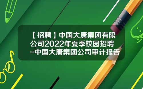 【招聘】中国大唐集团有限公司2022年夏季校园招聘-中国大唐集团公司审计报告2013