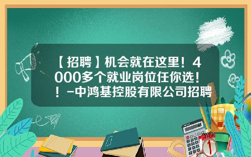 【招聘】机会就在这里！4000多个就业岗位任你选！！-中鸿基控股有限公司招聘