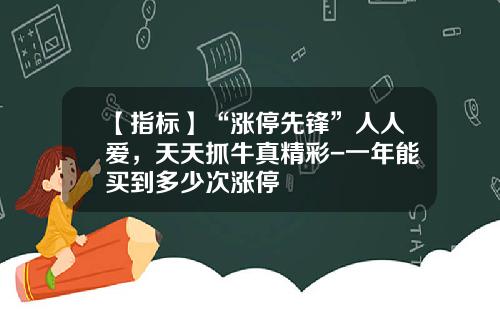 【指标】“涨停先锋”人人爱，天天抓牛真精彩-一年能买到多少次涨停