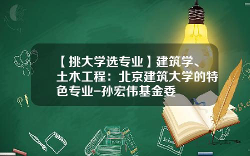 【挑大学选专业】建筑学、土木工程：北京建筑大学的特色专业-孙宏伟基金委