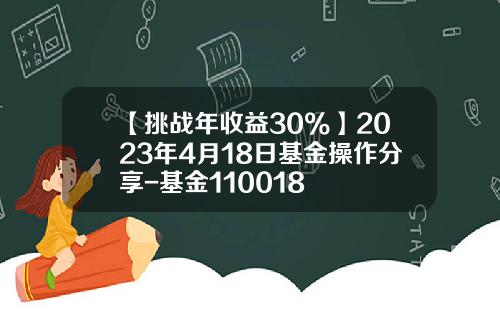 【挑战年收益30%】2023年4月18日基金操作分享-基金110018