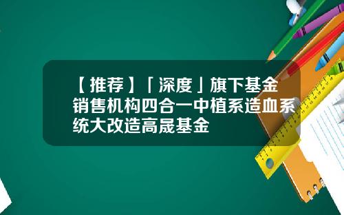 【推荐】「深度」旗下基金销售机构四合一中植系造血系统大改造高晟基金