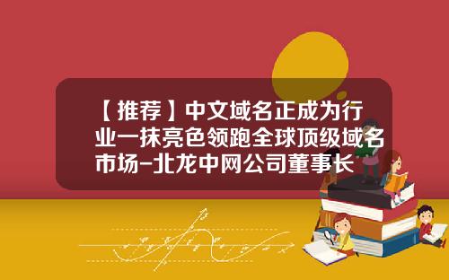 【推荐】中文域名正成为行业一抹亮色领跑全球顶级域名市场-北龙中网公司董事长