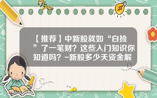 【推荐】中新股就如“白捡”了一笔财？这些入门知识你知道吗？-新股多少天资金解冻