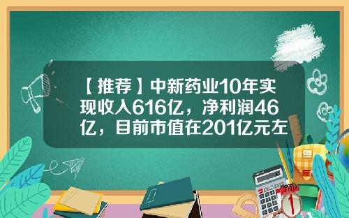 【推荐】中新药业10年实现收入616亿，净利润46亿，目前市值在201亿元左右-中新药业股票涨了多少