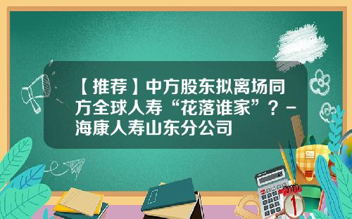 【推荐】中方股东拟离场同方全球人寿“花落谁家”？-海康人寿山东分公司
