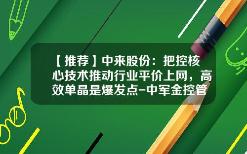 【推荐】中来股份：把控核心技术推动行业平价上网，高效单晶是爆发点-中军金控管理有限公司