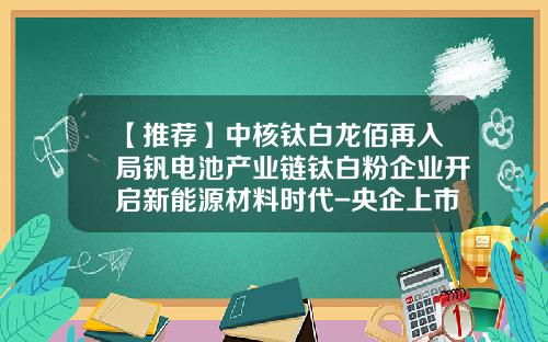 【推荐】中核钛白龙佰再入局钒电池产业链钛白粉企业开启新能源材料时代-央企上市公司中核钛白转型