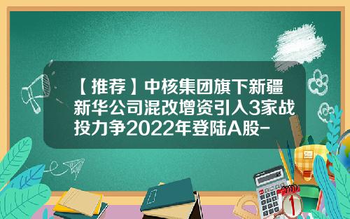 【推荐】中核集团旗下新疆新华公司混改增资引入3家战投力争2022年登陆A股-北京新华水力发电有限公司